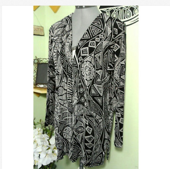 Vintage ATOC Cardigan Sweater XS/S Black White LS - Picture 3 of 7